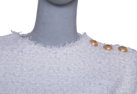 BALMAIN DRESS TWEED WHITE LONG SLEEVE