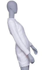 BALMAIN DRESS TWEED WHITE LONG SLEEVE