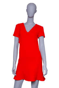 DIOR WOOL MINI DRESS V-NECKLINE RED