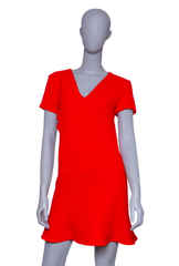 DIOR WOOL MINI DRESS V-NECKLINE RED