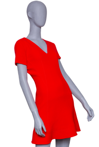 DIOR WOOL MINI DRESS V-NECKLINE RED