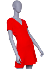 DIOR WOOL MINI DRESS V-NECKLINE RED