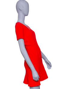 DIOR WOOL MINI DRESS V-NECKLINE RED