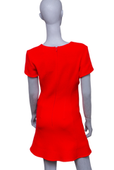 DIOR WOOL MINI DRESS V-NECKLINE RED