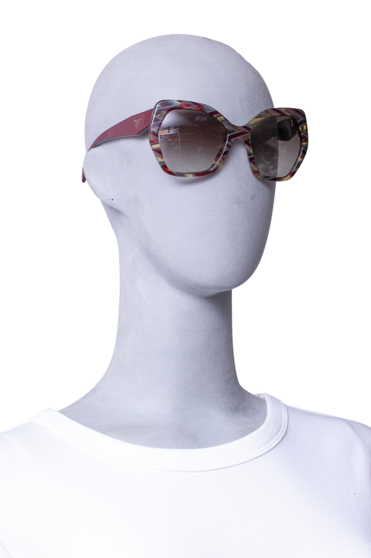 PRADA CATEYE SYMBOLE ACETATE BURGUNDY GRADIENT