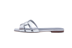 YSL TRIBUTE MULE IN SILVER LEATHER - 37 BR