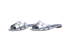 YSL TRIBUTE MULE IN SILVER LEATHER - 37 BR