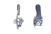 YSL TRIBUTE MULE IN SILVER LEATHER - 37 BR