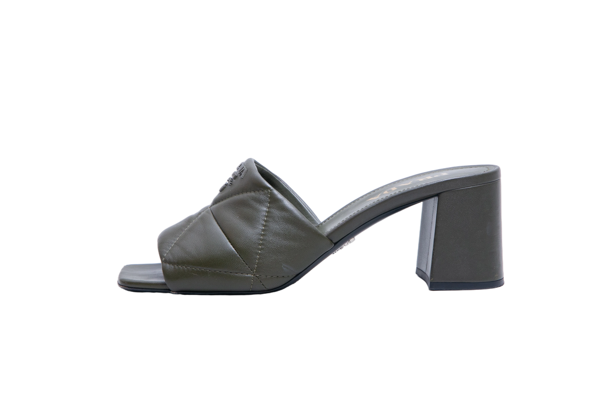 PRADA MULE QUILTED GREEN