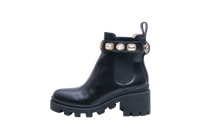 GUCCI ANKLE BOOTS DOUBLE G CRYSTAL EMBELLISHED BLACK - 33 BR
