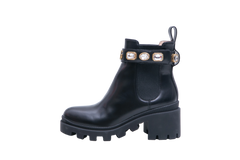 GUCCI ANKLE BOOTS DOUBLE G CRYSTAL EMBELLISHED BLACK - 33 BR