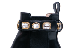 GUCCI ANKLE BOOTS DOUBLE G CRYSTAL EMBELLISHED BLACK - 33 BR