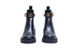 GUCCI ANKLE BOOTS DOUBLE G CRYSTAL EMBELLISHED BLACK - 33 BR
