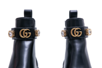 GUCCI ANKLE BOOTS DOUBLE G CRYSTAL EMBELLISHED BLACK - 33 BR