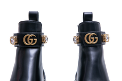 GUCCI ANKLE BOOTS DOUBLE G CRYSTAL EMBELLISHED BLACK - 33 BR