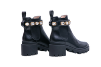 GUCCI ANKLE BOOTS DOUBLE G CRYSTAL EMBELLISHED BLACK - 33 BR