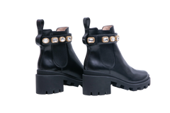 GUCCI ANKLE BOOTS DOUBLE G CRYSTAL EMBELLISHED BLACK - 33 BR
