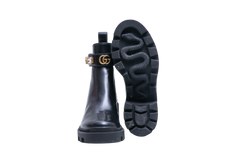 GUCCI ANKLE BOOTS DOUBLE G CRYSTAL EMBELLISHED BLACK - 33 BR