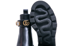GUCCI ANKLE BOOTS DOUBLE G CRYSTAL EMBELLISHED BLACK - 33 BR