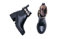 GUCCI ANKLE BOOTS DOUBLE G CRYSTAL EMBELLISHED BLACK - 33 BR