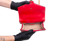 GUCCI SYLVIE SMALL WEB LEATHER RED