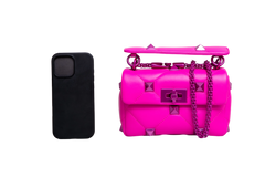 VALENTINO ROMAN STUD SMALL TOP HANDLE PINK