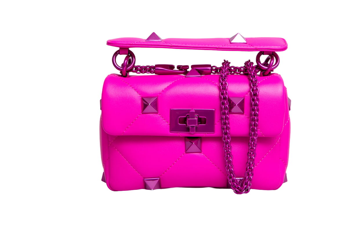VALENTINO ROMAN STUD SMALL TOP HANDLE PINK