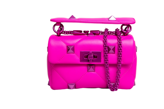 VALENTINO ROMAN STUD SMALL TOP HANDLE PINK