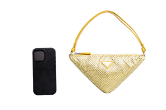 PRADA TRIANGLE YELLOW SATIN RHINESTONE STUDDED