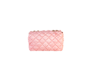 CHANEL SATIN QUILTED PLEATED FLAP L PINK