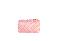 CHANEL SATIN QUILTED PLEATED FLAP L PINK