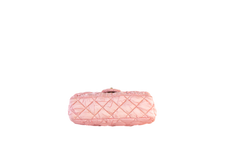 CHANEL SATIN QUILTED PLEATED FLAP L PINK