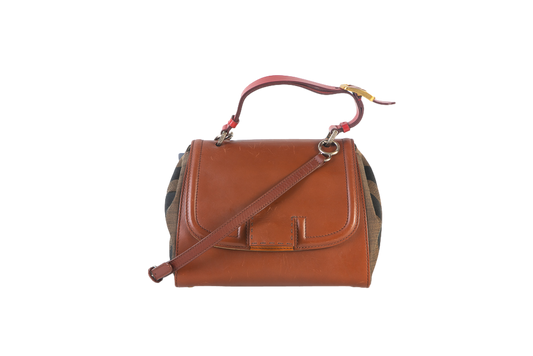 FENDI SILVANA CANVAS E BROWN