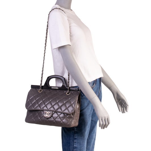 CHANEL DELIVERY TOTE GLAZED CHUMBO GREY