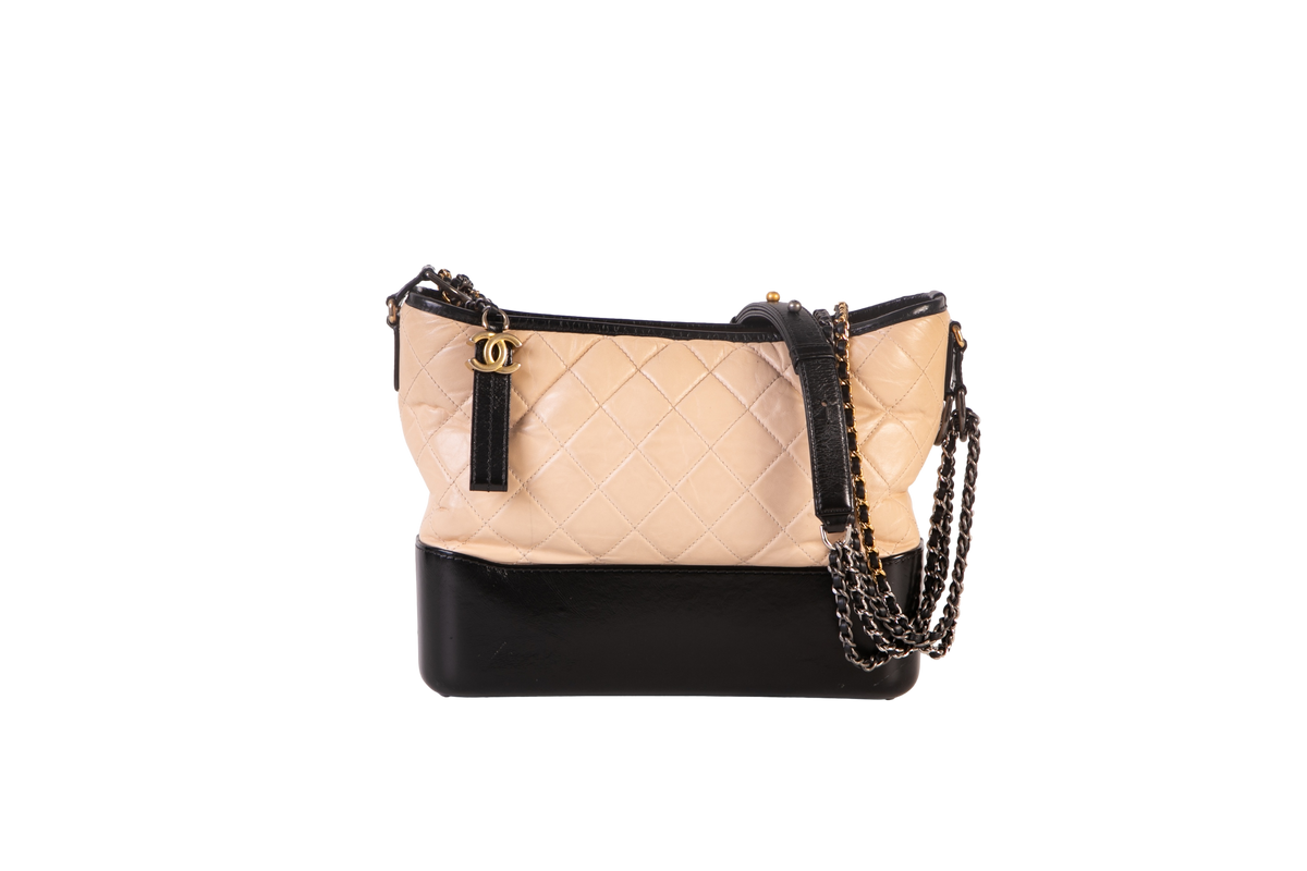 CHANEL GABRIELLE HOBO LARGE BEIGE AND BLACK