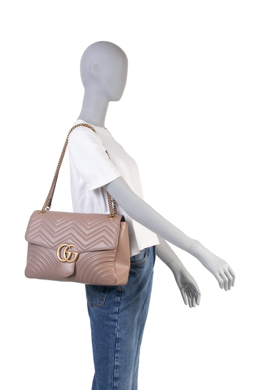 GUCCI MARMONT PALETA NUDE MATELASSE CALFSKIN