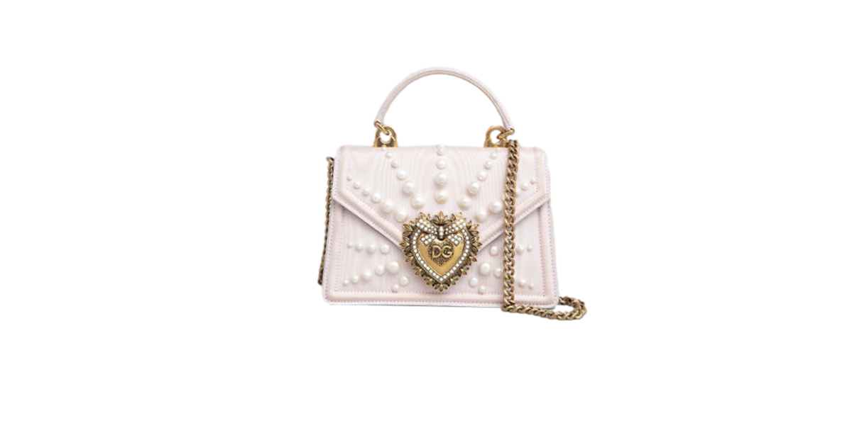 DG DEVOTION SMALL MOIRE PEARL EMBELLISHED PINK