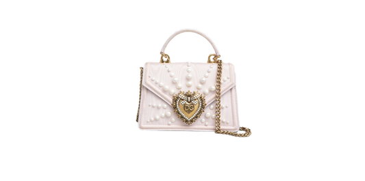 DG DEVOTION SMALL MOIRE PEARL EMBELLISHED PINK