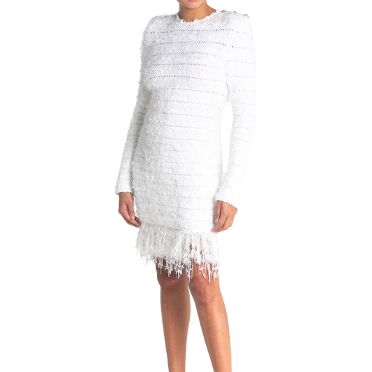 BALMAIN VESTIDO BLANC TWEED