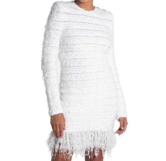 BALMAIN VESTIDO BLANC TWEED