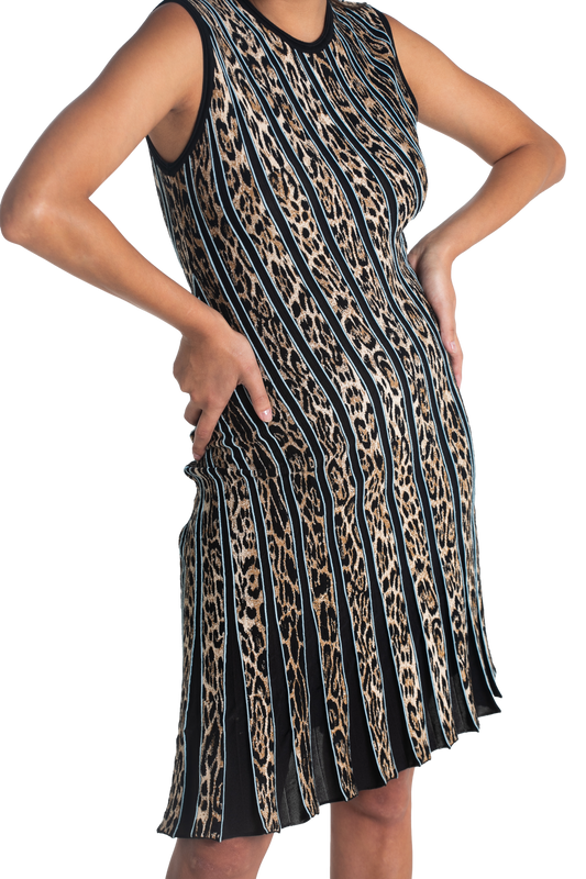 ROBERTO CAVALLI VESTIDO LEOPARD STRIPES