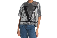 VALENTINO T-SHIRT PAETE SILVER BLACK