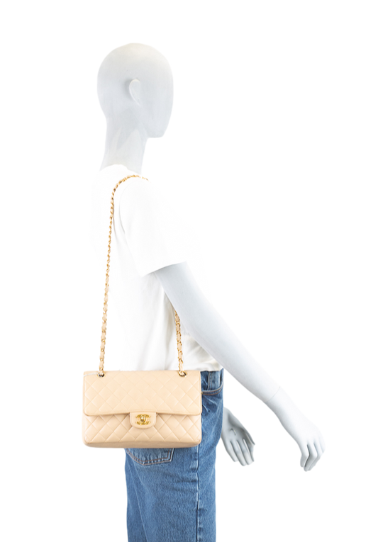 CHANEL DOUBLE FLAP BEGE MEDIUM