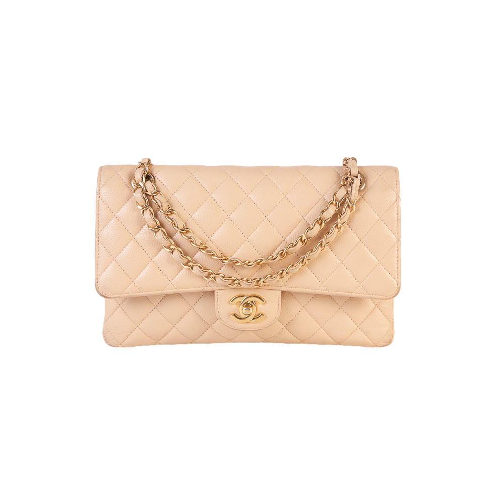 CHANEL DOUBLE FLAP BEGE MEDIUM