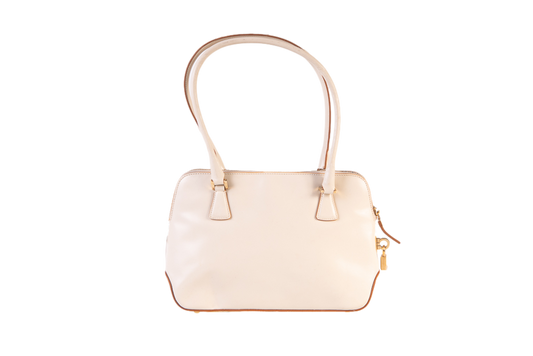 FERRAGAMO SHOULDER BRANCA E CARAMELO